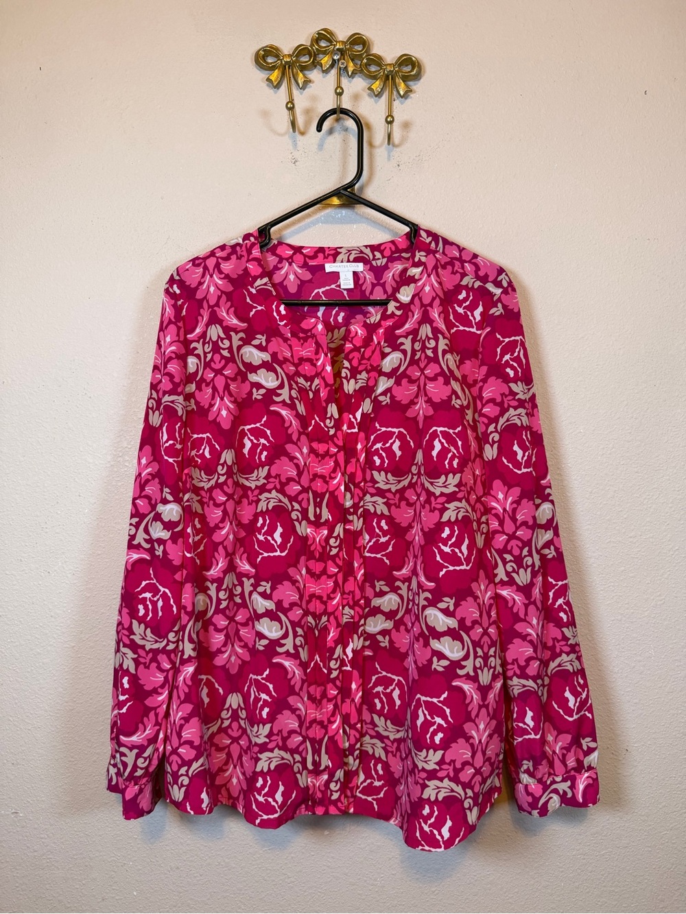 Charter Club Fuchsia Floral Button-Front Blouse